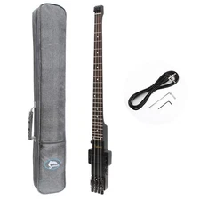 Headless Traveler Bass Ultra-Light Bass Guitar W/Padded Bag Satin Black