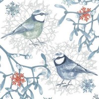 20 Servietten Blue Chickadees VöGel Eis Frost Tiere Winter Tischdeko 33X33Cm