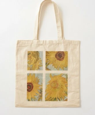 WESTFORD MILL Van Gogh Sunflowers Collage Tragetasche - %100 Premium Qualität Baumwolle Kunsttasche