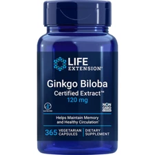 Ginkgo Biloba Certified Extract™ 120mg 365 Capsules Life Extension