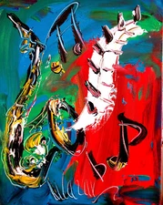 SAXOPHONE   painting Abstract Modern Art  Contemporary  WALL DECOR YC3G4F