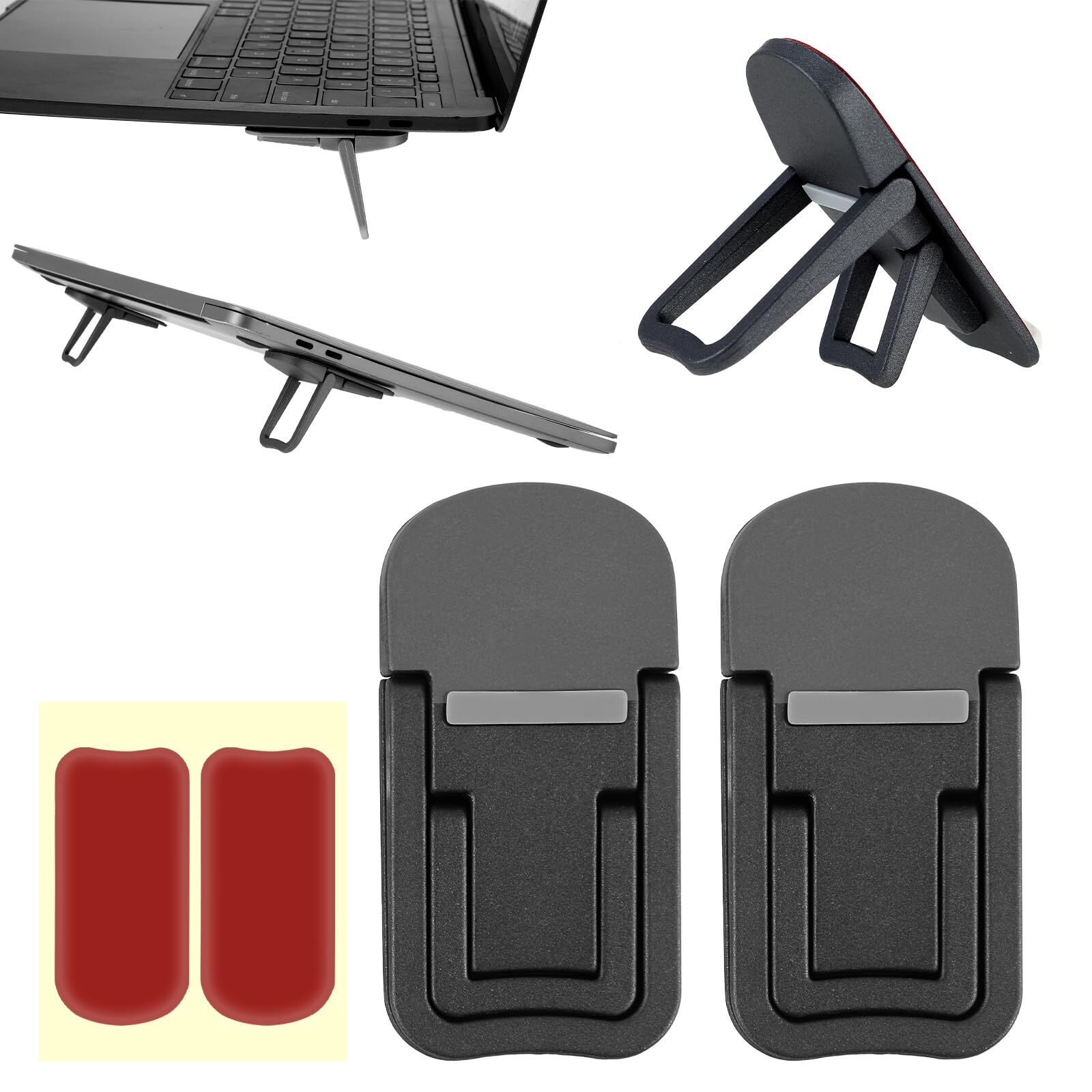 2 Pcs Foldable Laptop Stand with Dual Tilt Adjustment Portable Keyboard Riser