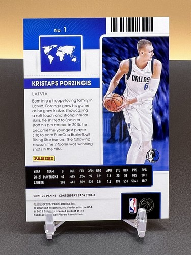 2021-22 Contenders Kristaps Porzingis International Ticket Green Cracked Ice NR - Picture 2 of 2