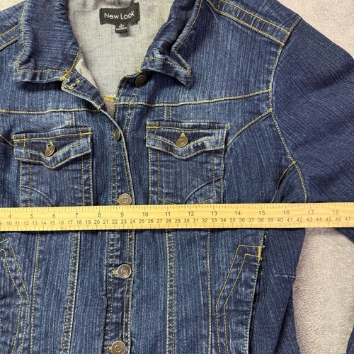 New Look Kids Jean Jacket Size L Blue Denim Long Sleeves Pockets Cotton Spandex - Picture 4 of 8