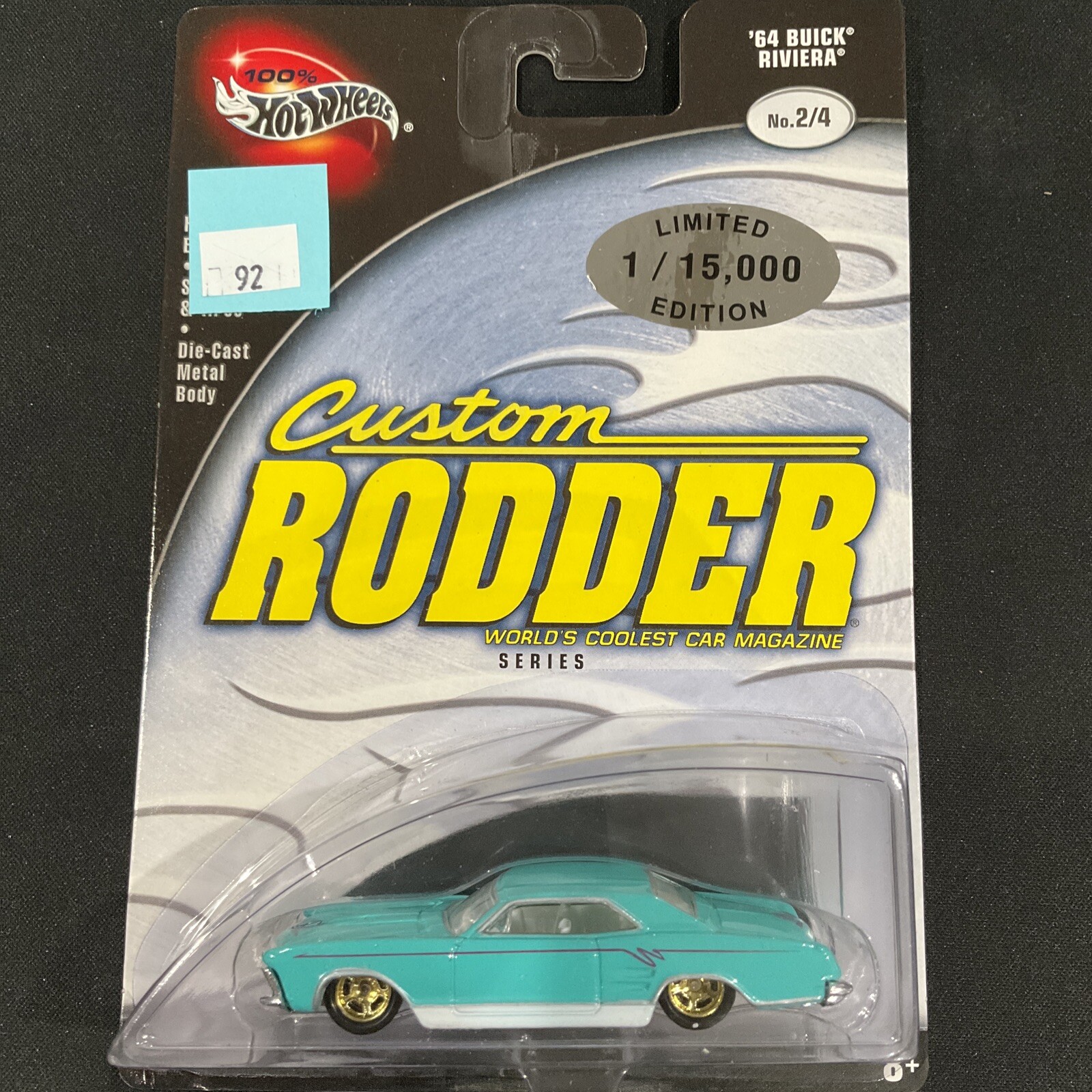 1964 BLUE BUICK RIVIERA, 1/64 100 HOT WHEELS CUSTOM RODDER, RUBBER