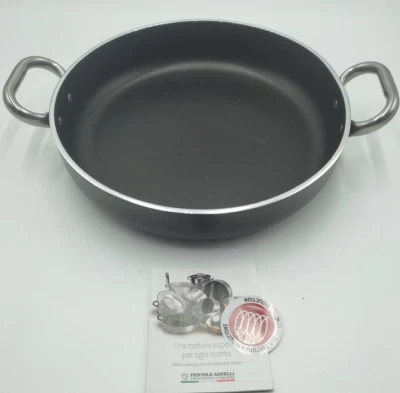 Pfanne 32cm Pentole Agnelli 2 Griff All Black Edelstahl Induktion Antihaft - Bild 1 von 4