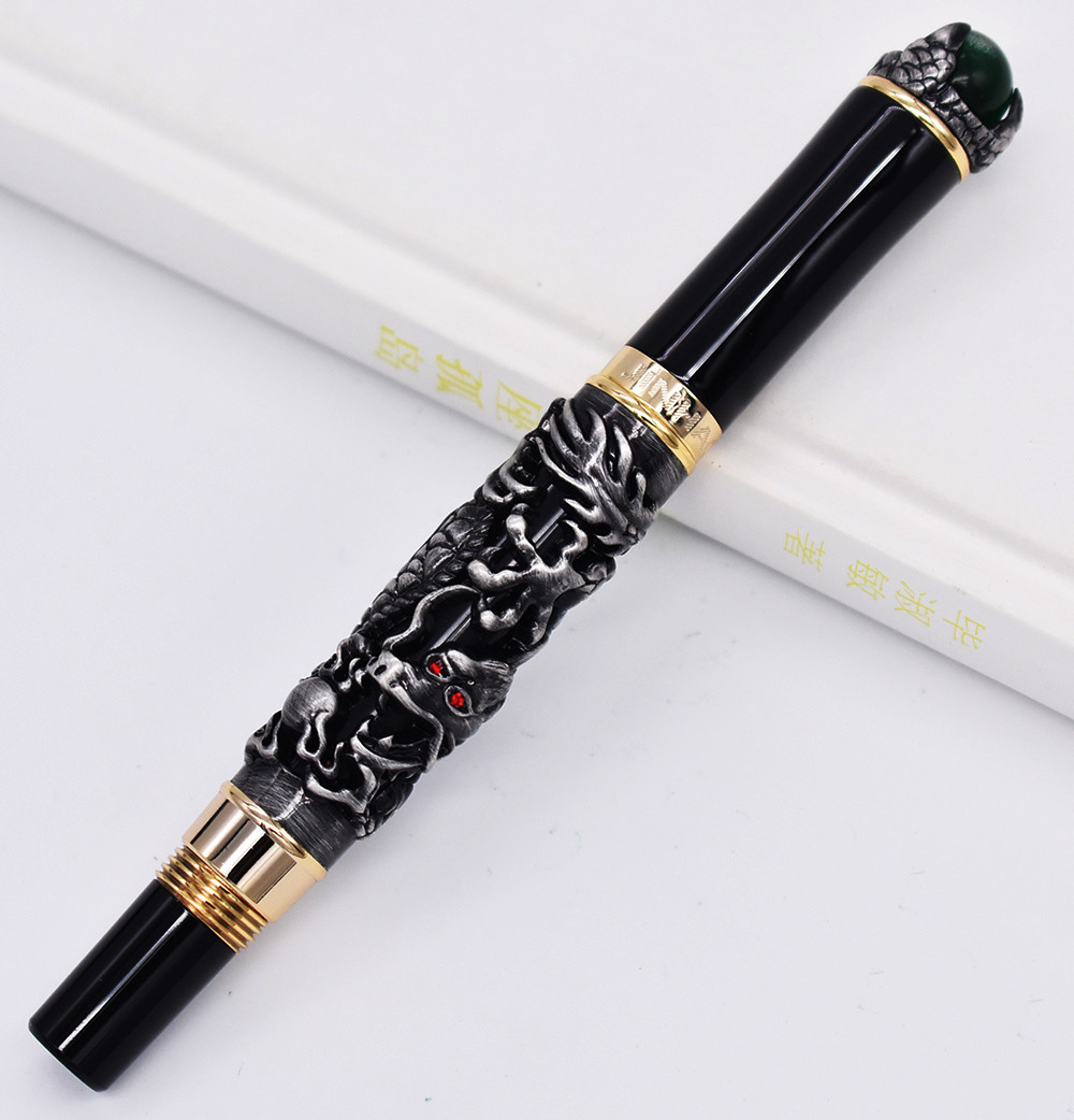 Jinhao ドラゴン万年筆セット（インク付き）ヴィンテージオリエンタルデザイン Jinhao Dragon King Vintage Fountain Pen , Green Jewelry