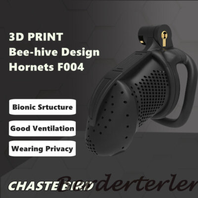 2023 NEW 3D Print -hive Design Breathable Cage With 4 Rings Male Chastity Device