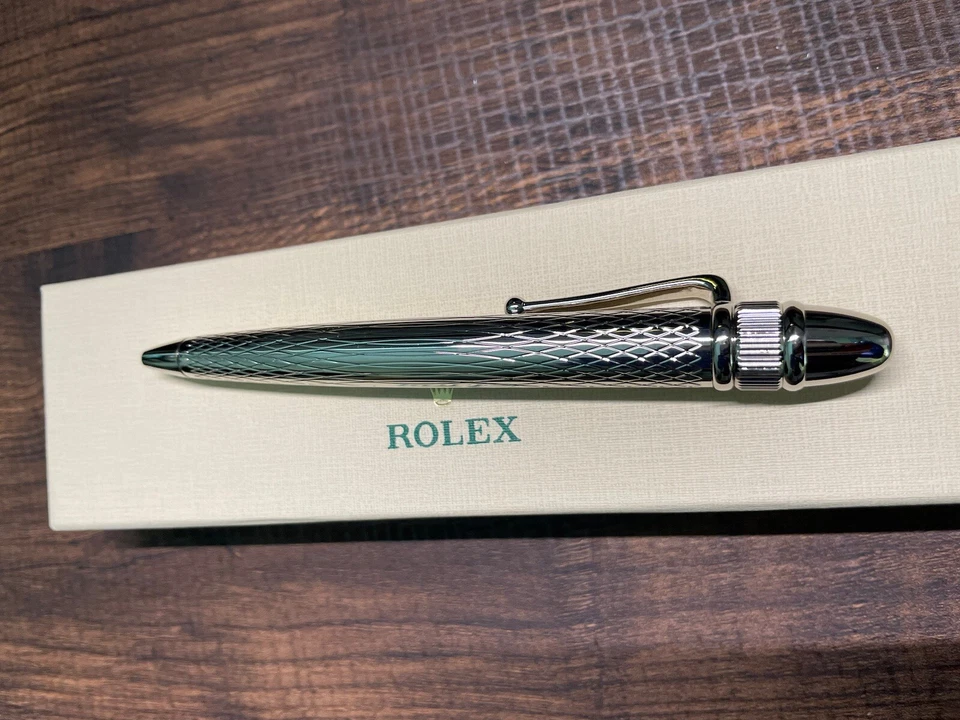 Nuevo ~ Bolígrafo Rolex Vintage Acabado Platino Plata Coleccionable Foto 3 de 4