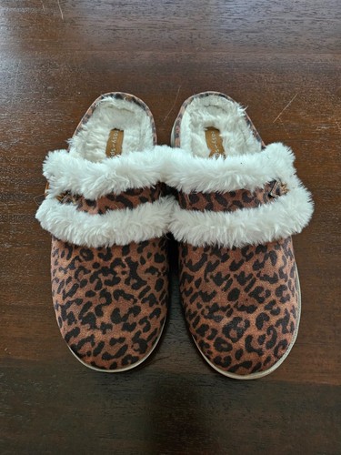 Easy Spirit Brown Faux Sueded Faux Fur Slide On Slippers Size 7 M - Picture 2 of 6