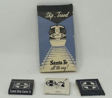 Santa Fe Railroad Vintage Note Pad, used Matchbooks, all VG