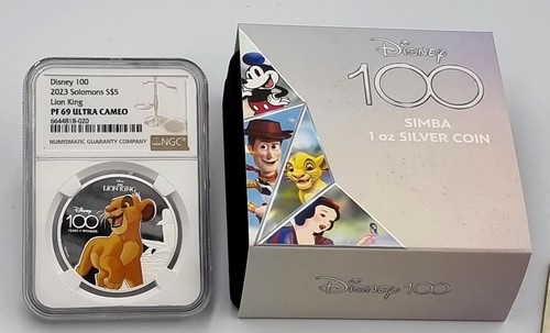 Solomon Islands 100 YEARS Disney Lion King 1 oz Silver 2023 NGC PF69 UCA - Picture 3 of 3
