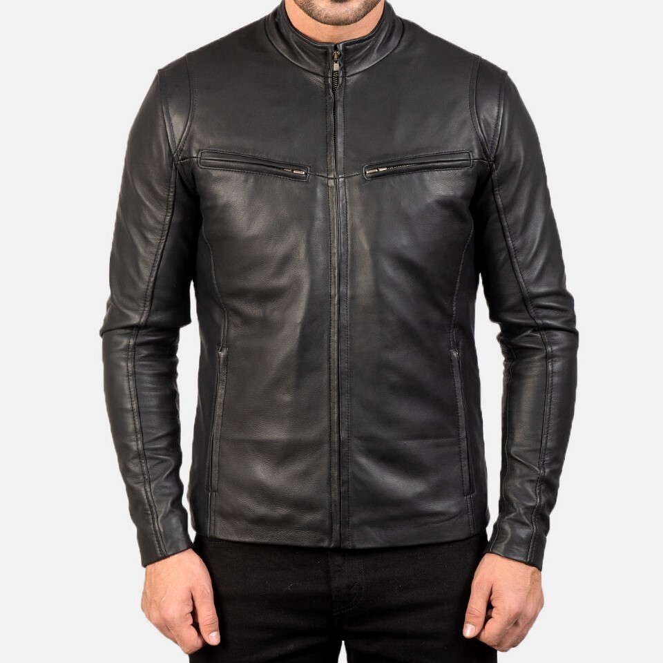 Men's Black Real Leather Biker Jacket - Premium Genuine Motorcycle Style