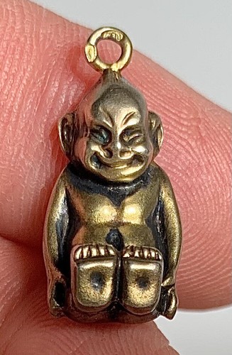 8 CHARMS MOSES-BILLIKEN-DACHSHUND DOG-FRATERNITY 800 925 SILVER Antique Vintage - Picture 3 of 15