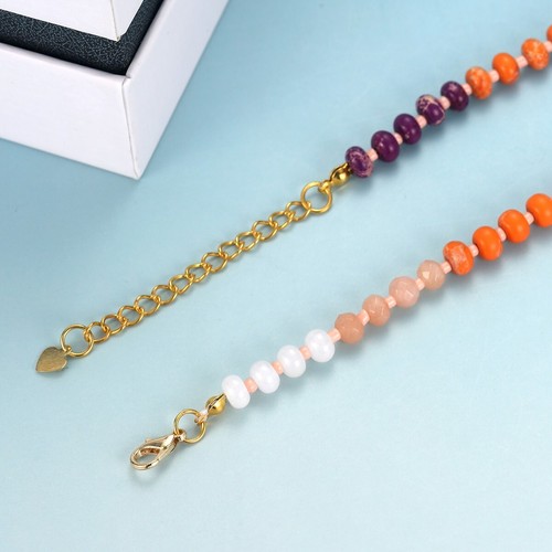 Summer Beach Colorful Women Bohemian Natural Stone Beaded Necklace Choker - Picture 10 of 13