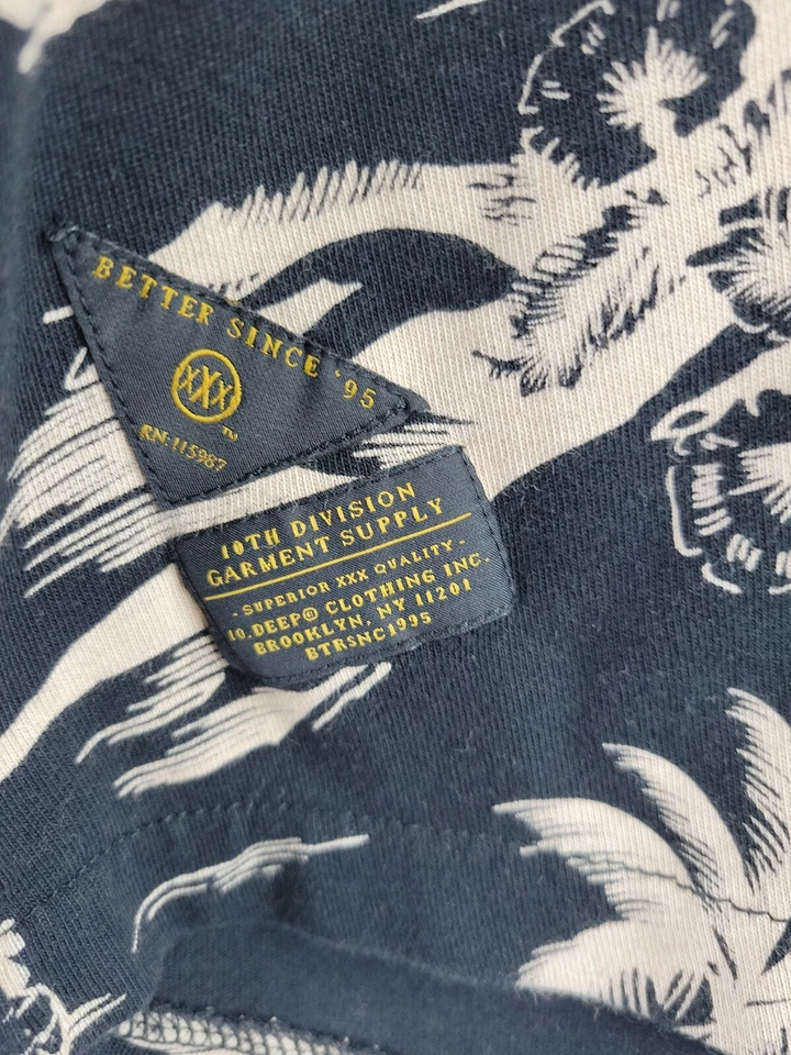 10 Deep Aloha Floral Graphic Short Sleeve Button Front Cotton Shirt Mens Small - Image 4 of 4