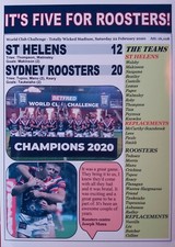 St Helens 12 Sydney Roosters 20 - 2020 World Club Challenge - souvenir print
