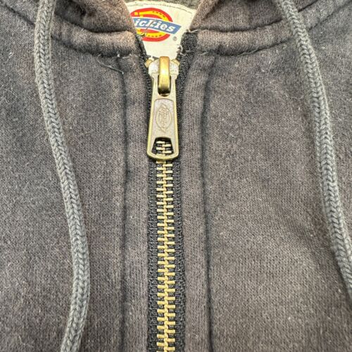 VINTAGE Dickies Hoodie Mens 2XL Black Full Zip Thermal Lined Grunge Sun Faded - Picture 4 of 16