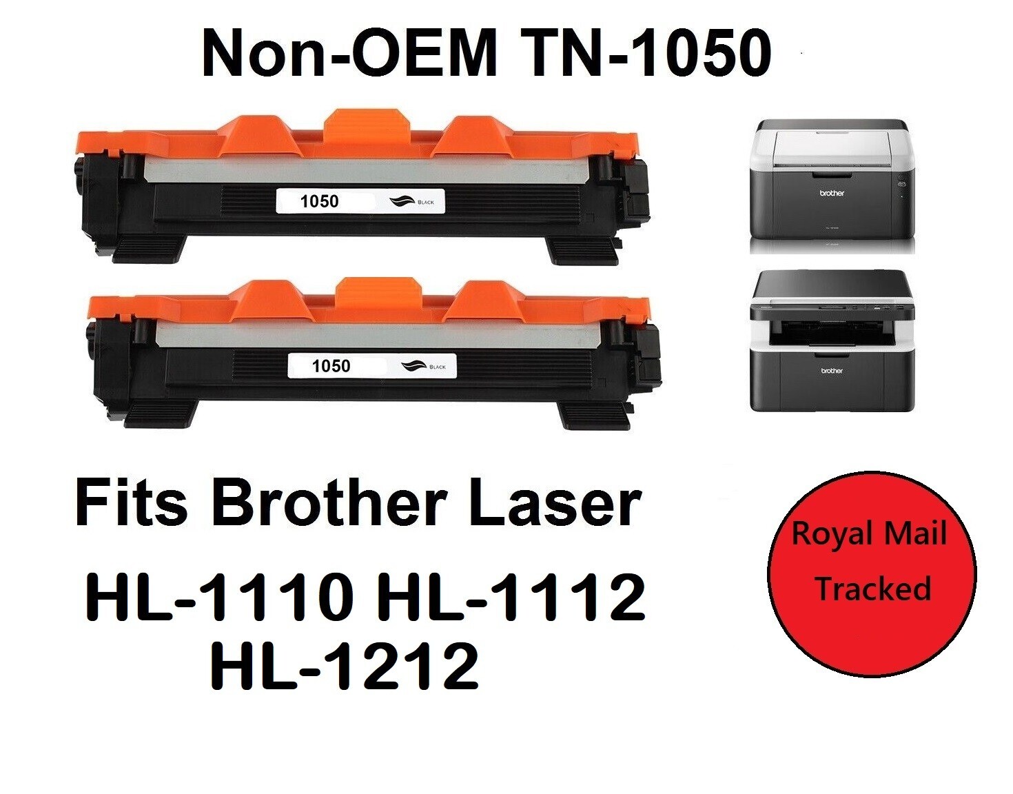 2-PACK Toner TN1050 TN1030 TN1070 TN1075 Compatible With Brother HL-1110 HL1212