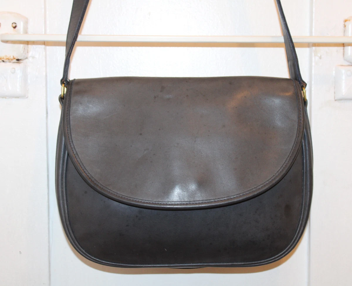 80’s OLD COACH SHOULDER BAG Vintage 1980s COACH Mocha Dark Brown Leather SWAGGER Crossbody Bag