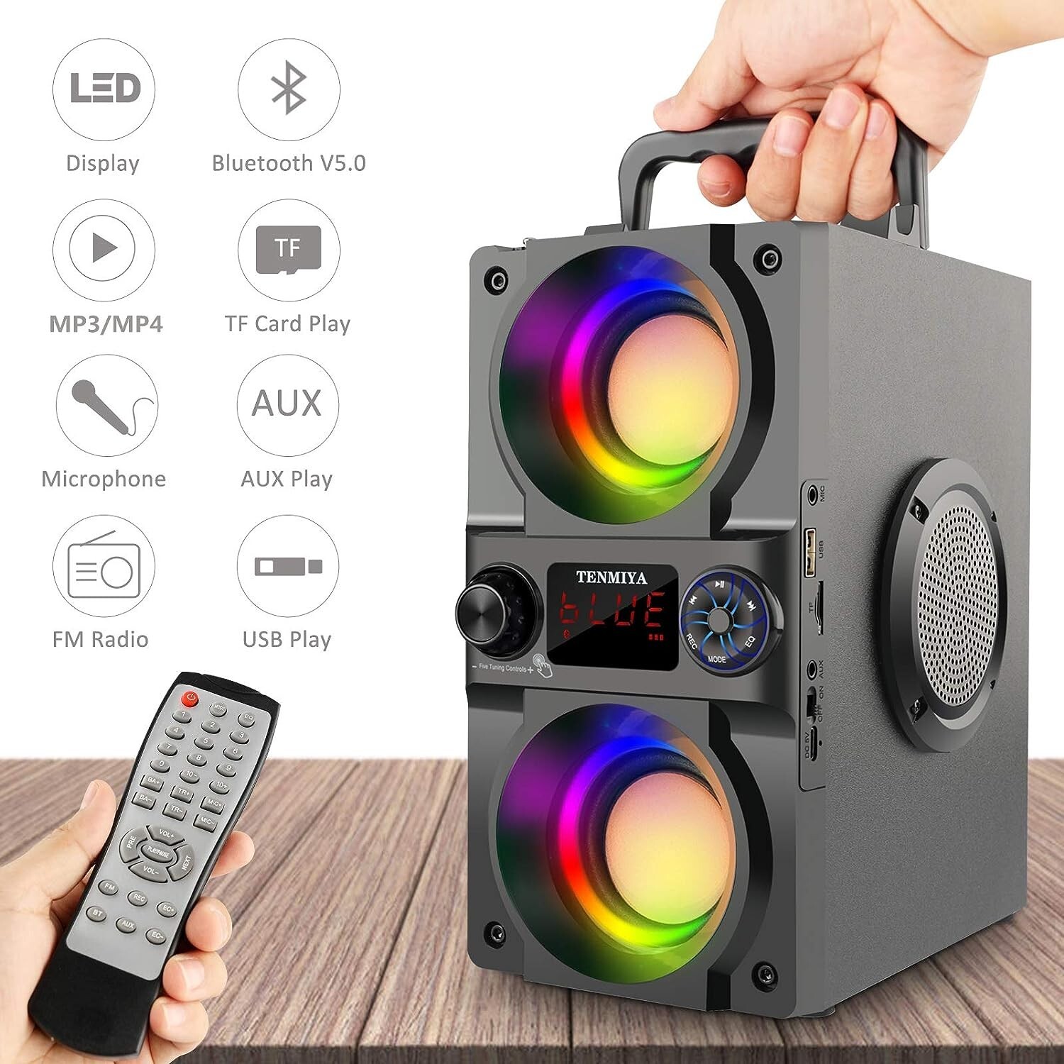 Bluetooth Speaker - 40W - Subwoofer - FM Radio - MP3 Player - High-Fidelity