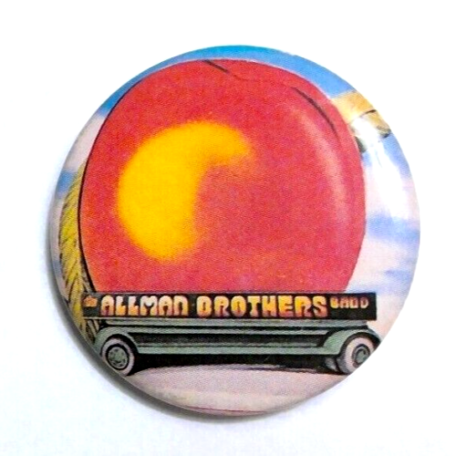 THE ALLMAN BROTHERS BAND Pin Vintage Lapel Button ' Eat a Peach' 1.25" 70's - Picture 1 of 2