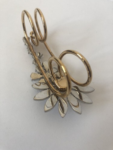 Burberry Half Daisy Three Finger Double Ring Crystal Gold L Italy NEW - Picture 8 of 11