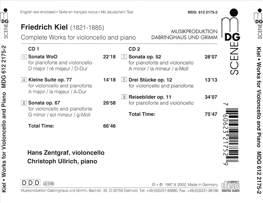 Kiel Zentgraf Ullrich Complete Violoncello & Piano CD 2020