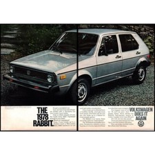 1978 Volkswagen VW Rabbit 4 Door Hatchback 2 Page Vintage Print Ad Wall Art