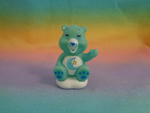 Miniature PVC Care Bear Bedtime Bear Sitting on White Cloud Figure / Cake Topper