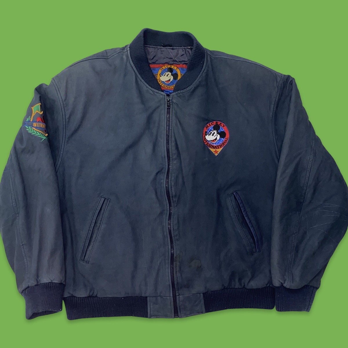 ジャケット・アウター Mickey Mouse jacket 90s Vintage Mickey Mouse Varsity Jacket Men's XL Black 90s