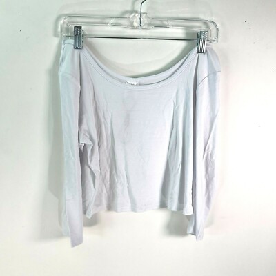 O Thread & Co Womens Scoop Neck Pullover Casual White Cropped T Shirt Size Large