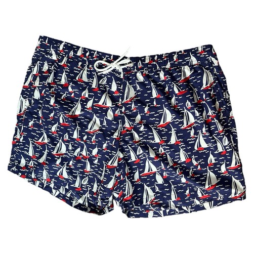NWT j crew navy blue red white sailboats swim trunks men’s xxl preppy beach 40”