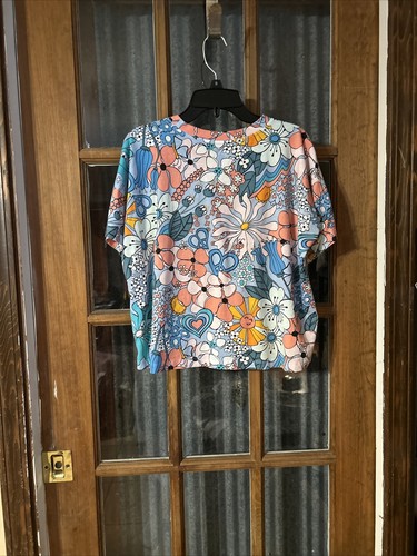 Adidas Floral Cotton Shirt - Girl's Size L - Picture 2 of 9