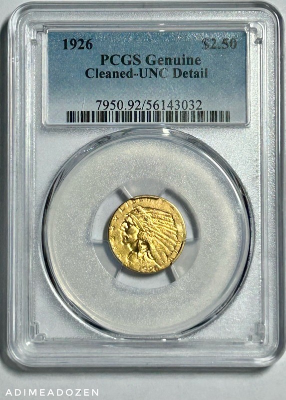 1926 $2.50 Indian Gold Quarter Eagle (PCGS Cleaned-UNC Detail) LM63945RE
