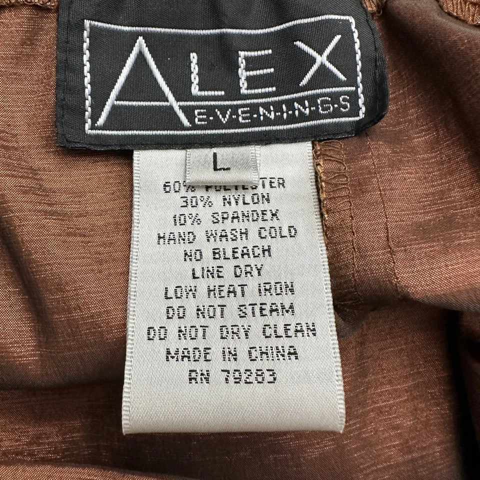Alex Evenings Womens Minimalist Maxi Skirt Size L Satin Brown Old Money Elegant - Image 3 of 4