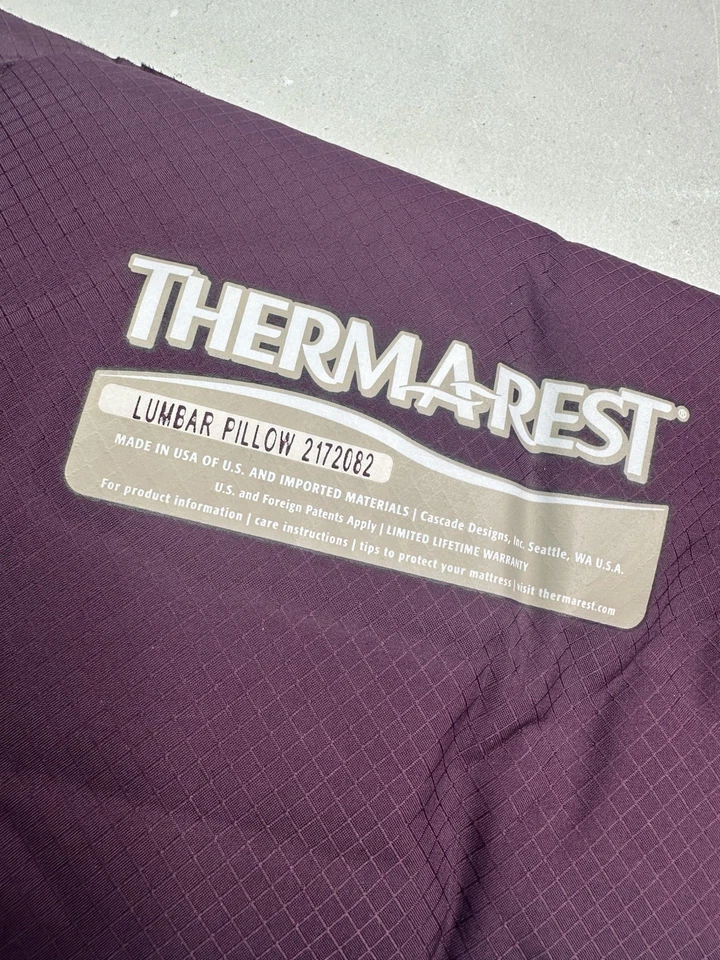 Almohada lumbar trasera autoinflable Therm-A-Rest camping viaje púrpura 8" x 16" Foto 2 de 4