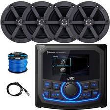 JVC KD-MR305BTS Marine AM/FM/WB Receiver, 4x 6.5" 100W Speakers, Antenna, Wire