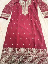 Maroon Chiffon Embroidered Salwar Kameez Set for Women with Dupatta