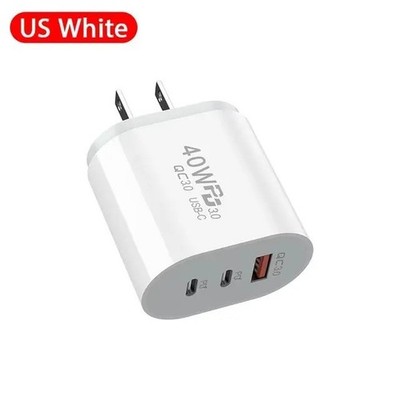 40W USB-C Fast Charger PD QC3.0 EU US Plug for iPhone Samsung Xiaomi Mac PC