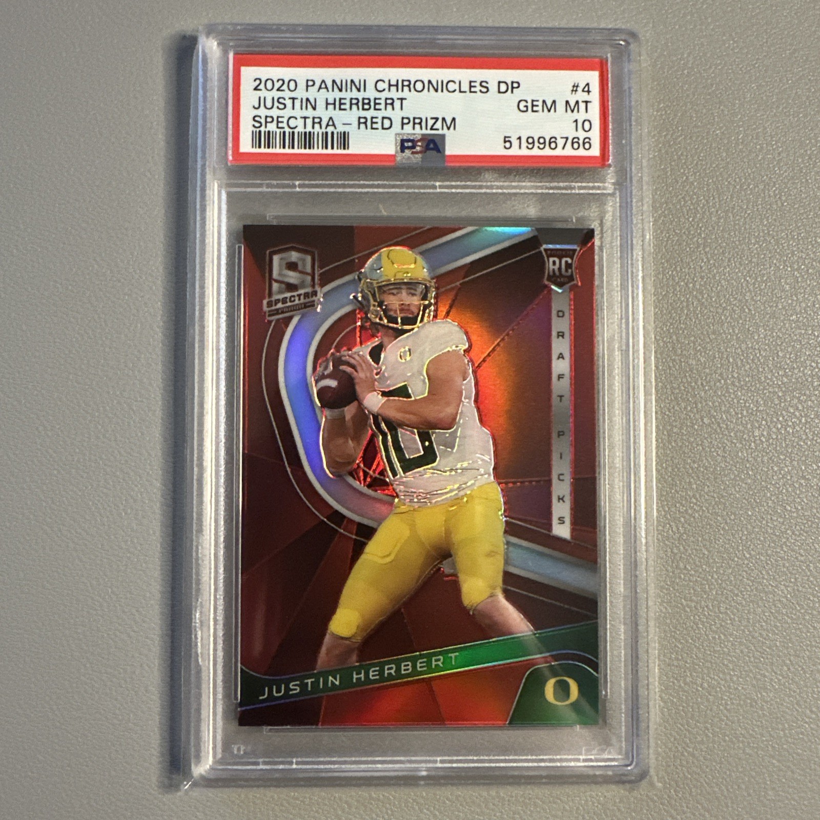 Justin Herbert Panini Chronicles Draft Picks Spectra #4 Red