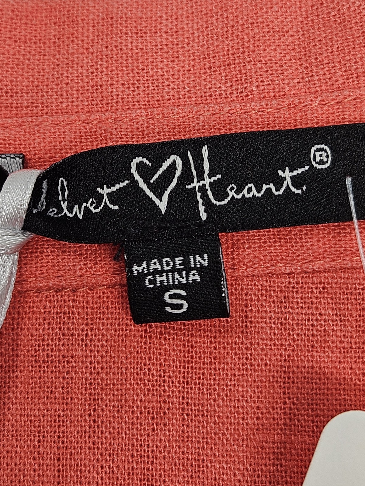 Velvet Heart Linen Blend Short Sleeve Button Front Romper Womens Small Coral