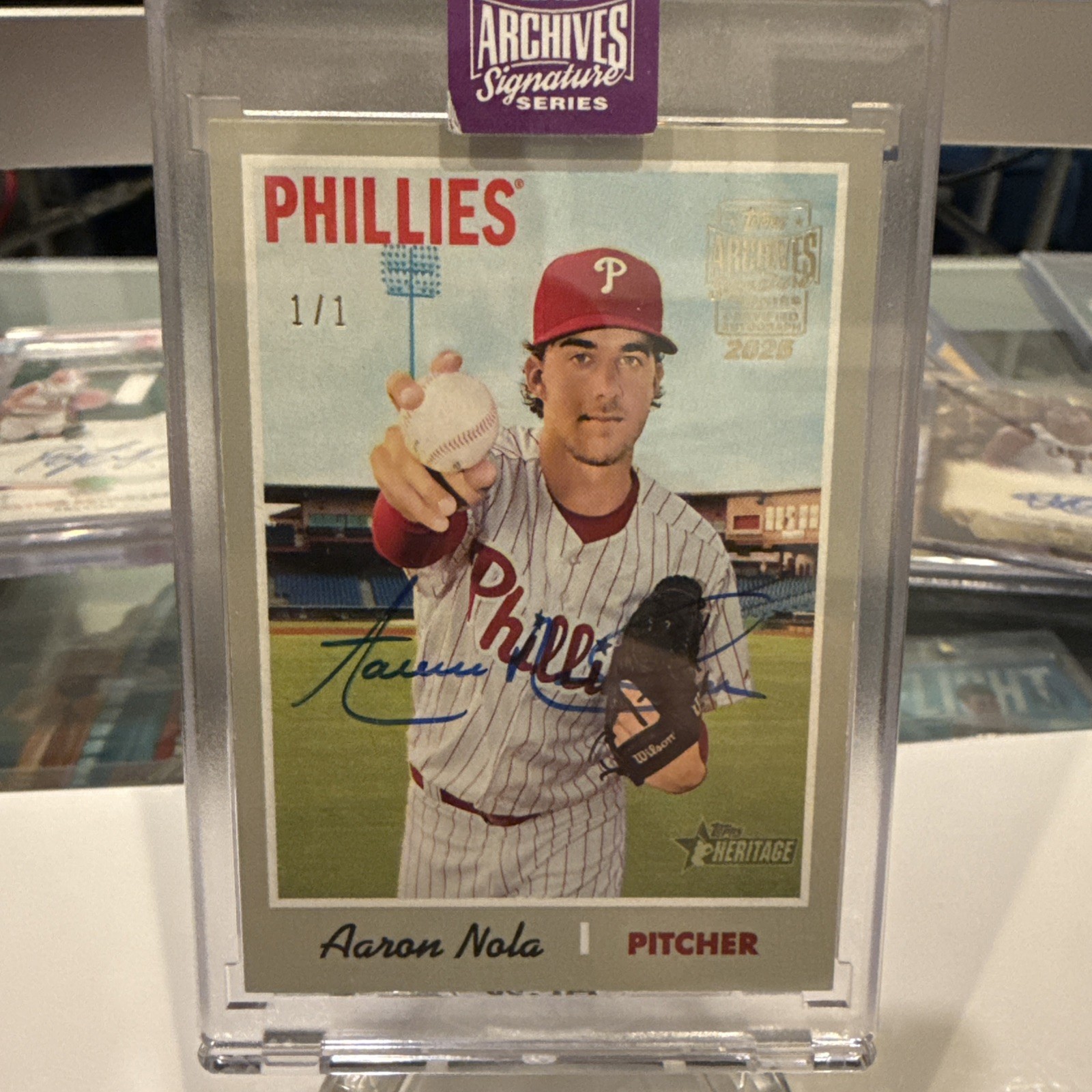 2025 Topps Archives Signature Series Aaron Nola Topps Heritage 1/1 Auto !!!