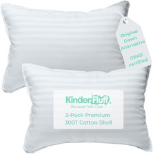 Toddler Pillow 2-Pack 10X15In  the Only 300TC Soft Cotton Pillow with down Alt