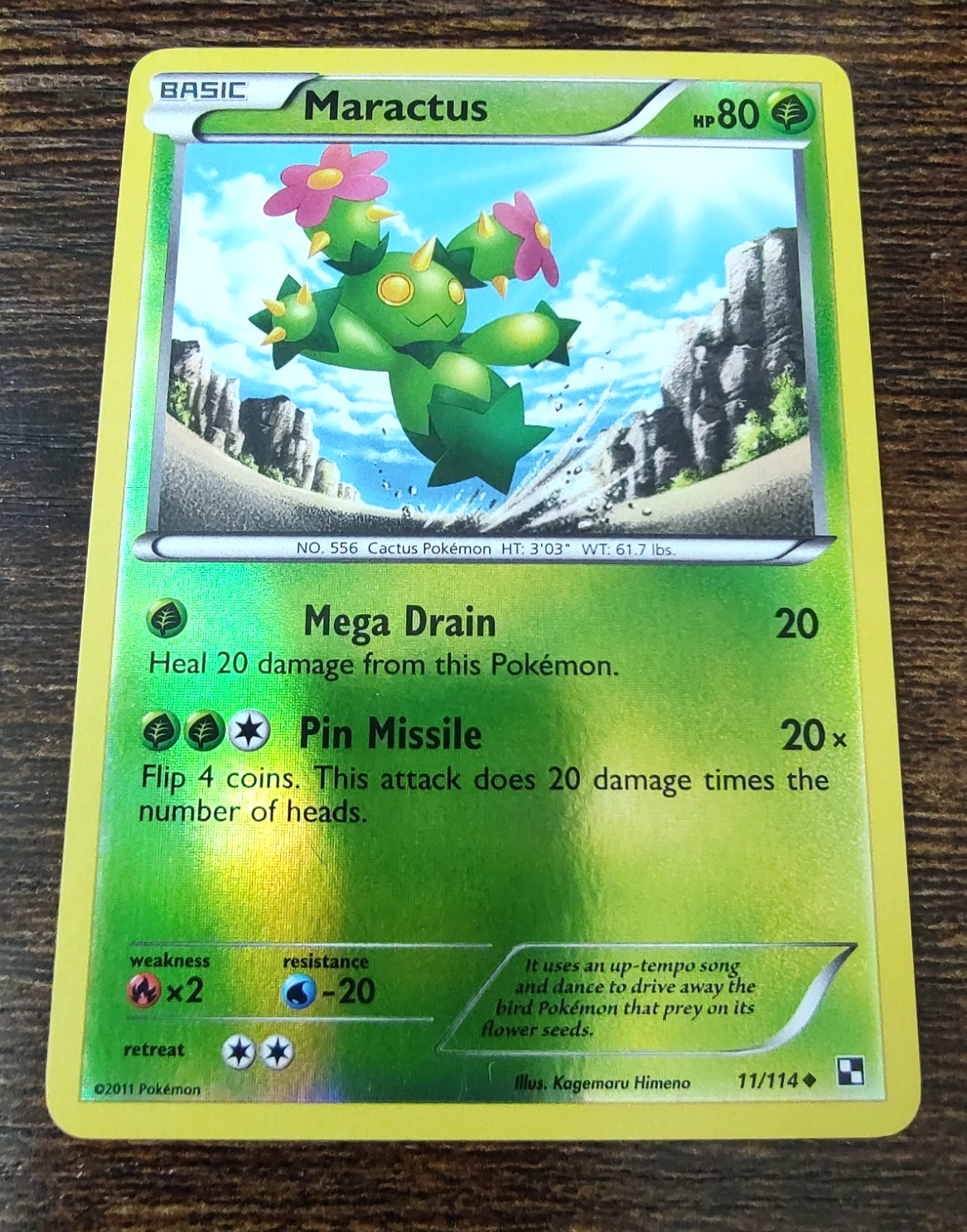 Maractus 11/114 Black & White Base Set Pokemon Reverse Holo NM-MINT