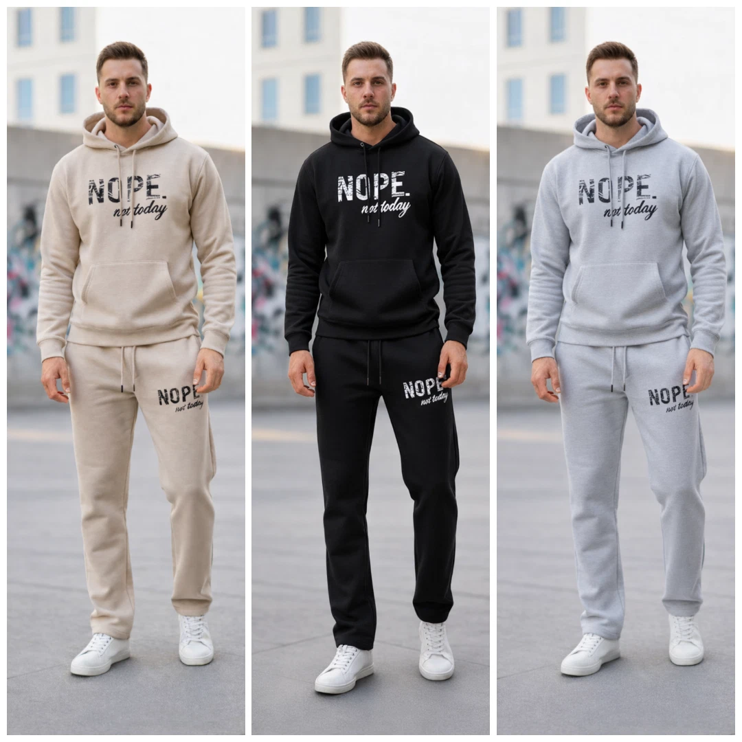 Mens Tracksuit Set Fleece Hoodie Top Bottoms Jogging Joggers Gym Pullover S-XL