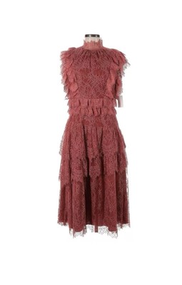 Rachel Parcell Midi Dress Size 6 Rust Fairy Lace Eyelash Steampunk High  Neck | eBay