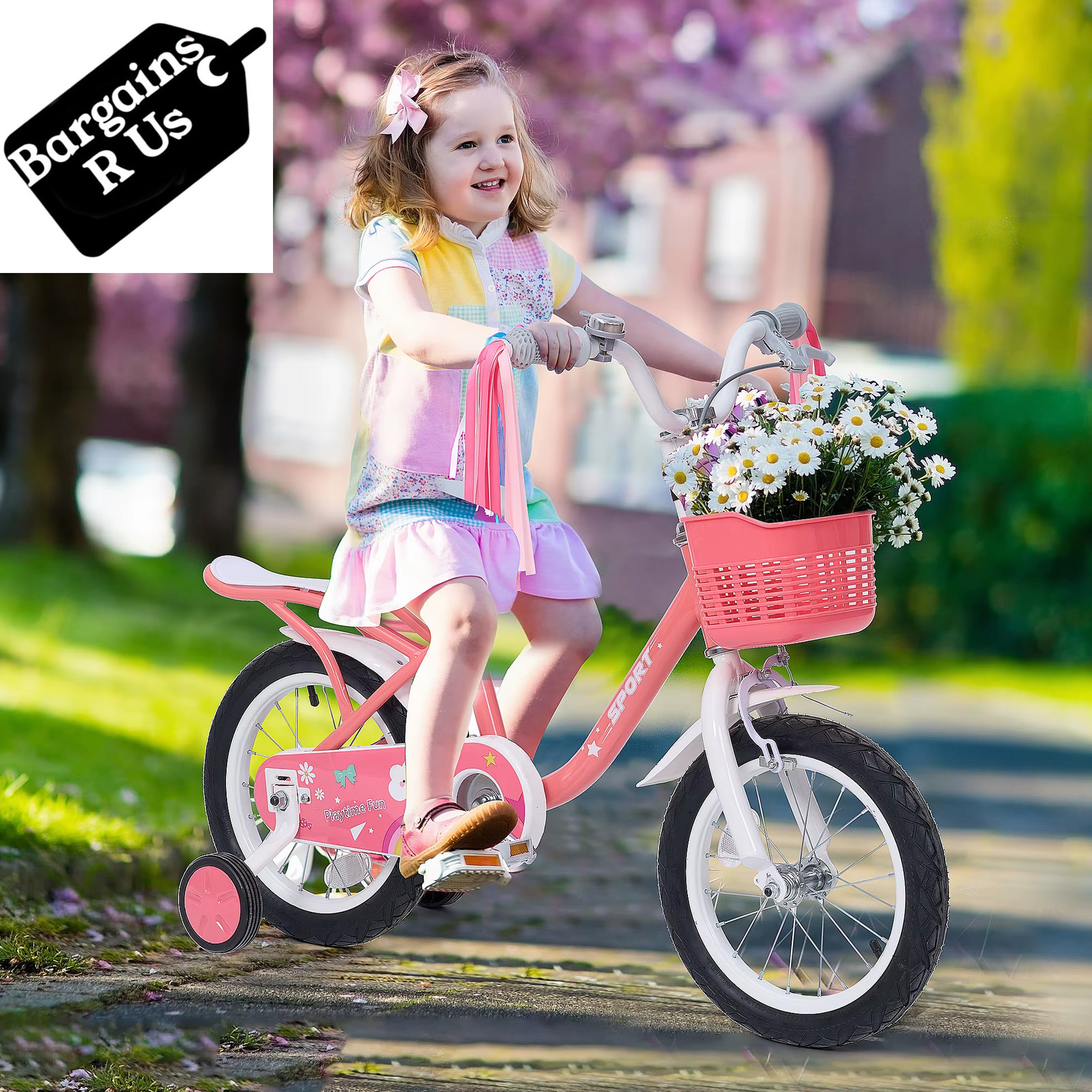 12 Inch Kids Bike Ages 2&ndash;5 with Training Wheels Boys Girls Bicycle