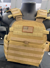 Tactical Vest COYOTE FDE Tan Plate Carrier W/ 2 10x12 Curved PLATES  *IN STOCK**