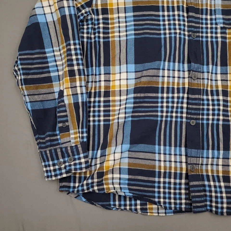 Alpine Design Shirt Mens XL Long Sleeve Button Up Cotton Plaid Blue Yellow - Image 3 of 4